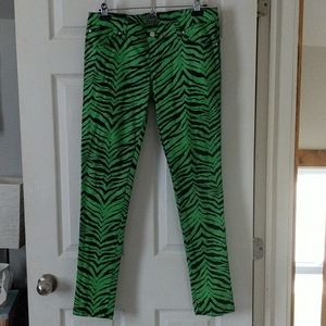 Tripp NYC Neon Green Zebra Print Pants